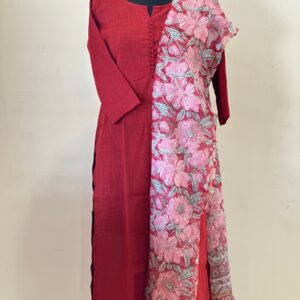 Maroon kurta & peach red kotta dupatta