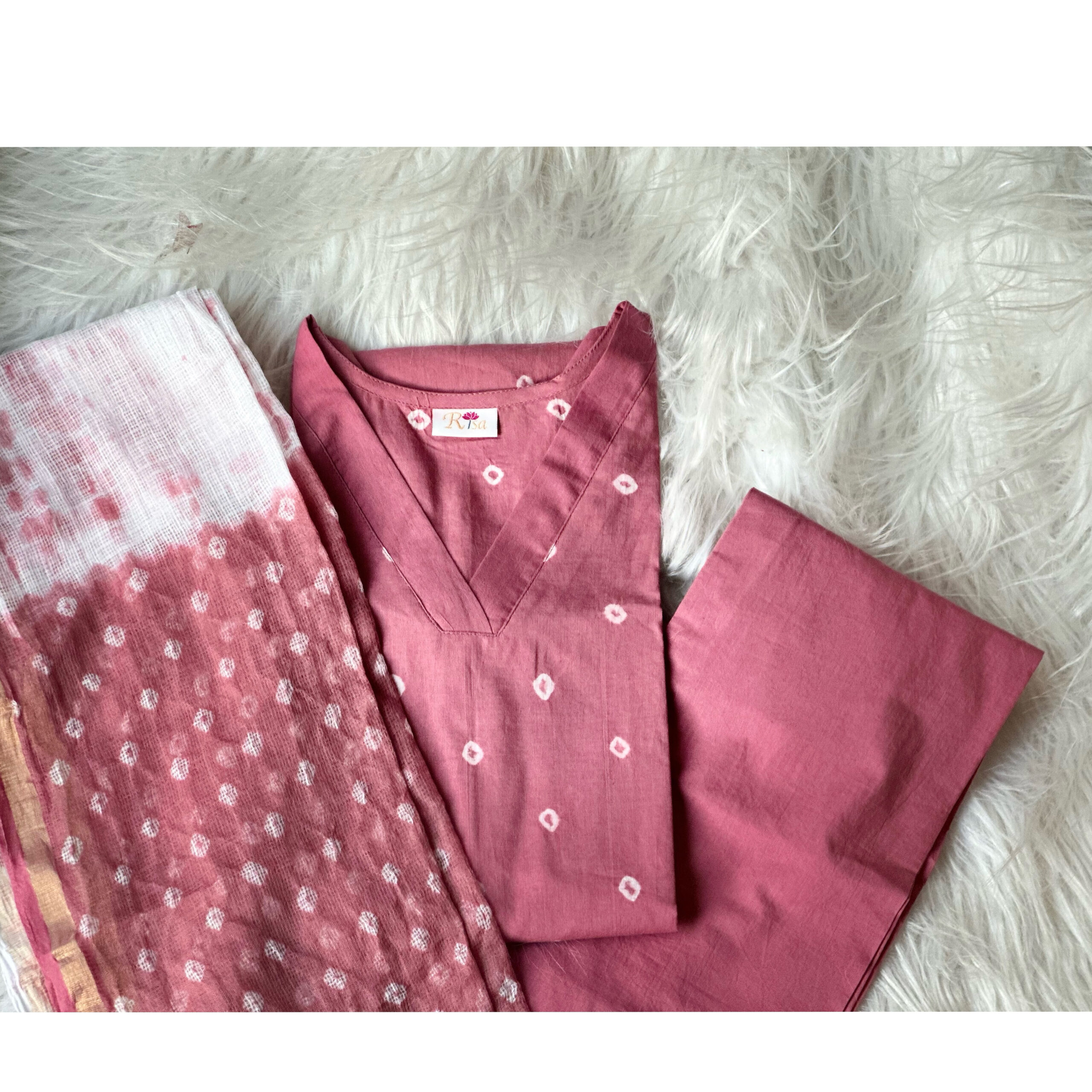 Bandhini set with kota dupatta