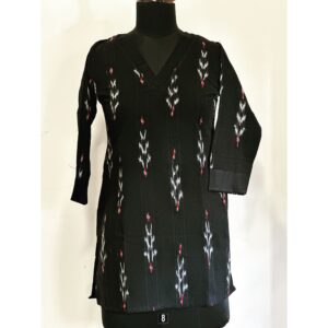 Black ikkat short top
