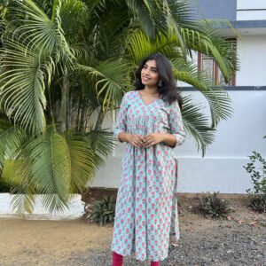 Blue inverted yoke kurta