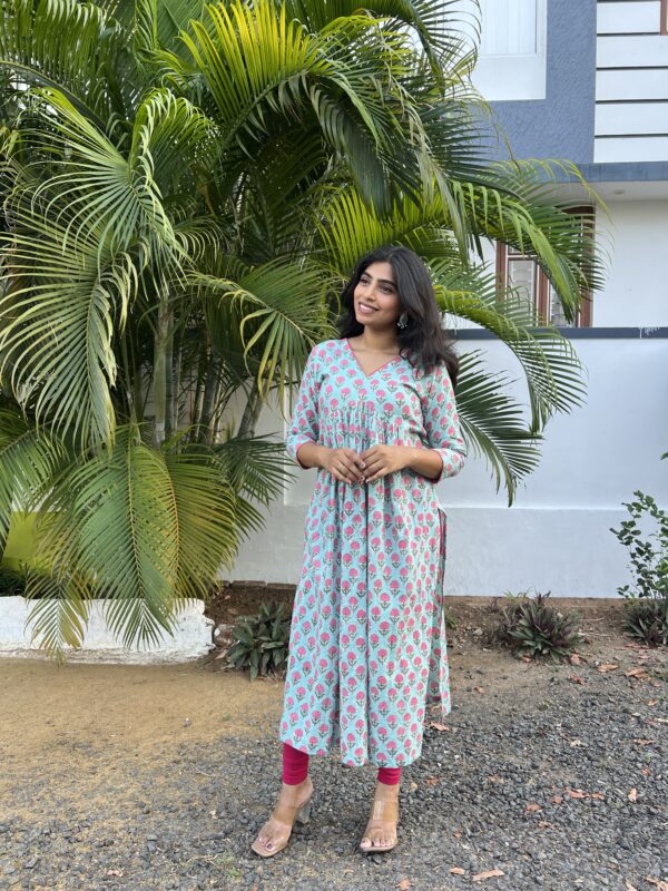 Blue inverted yoke kurta