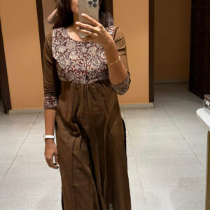 Brown floral kalamkari kurti