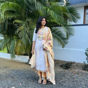 Cream & Gold silk cotton set