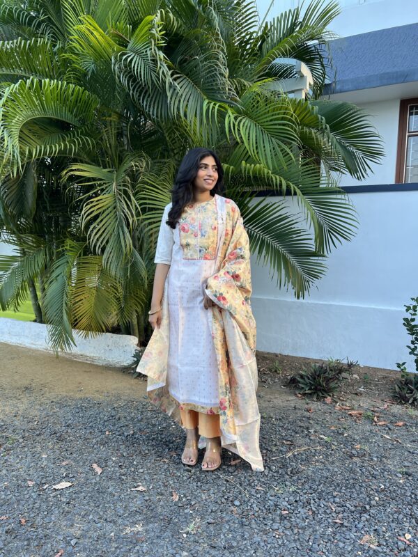 Cream & Gold silk cotton set