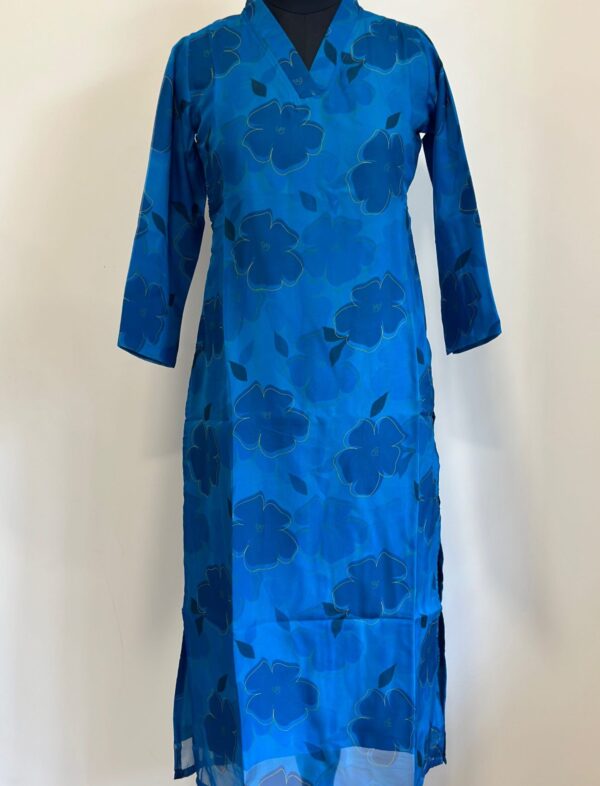 Dark blue soft organza kurta