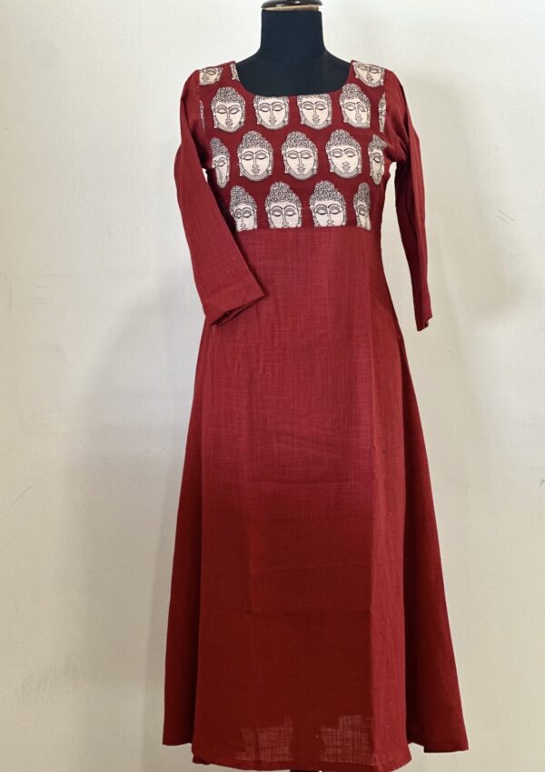 Maroon buddha A line kurta