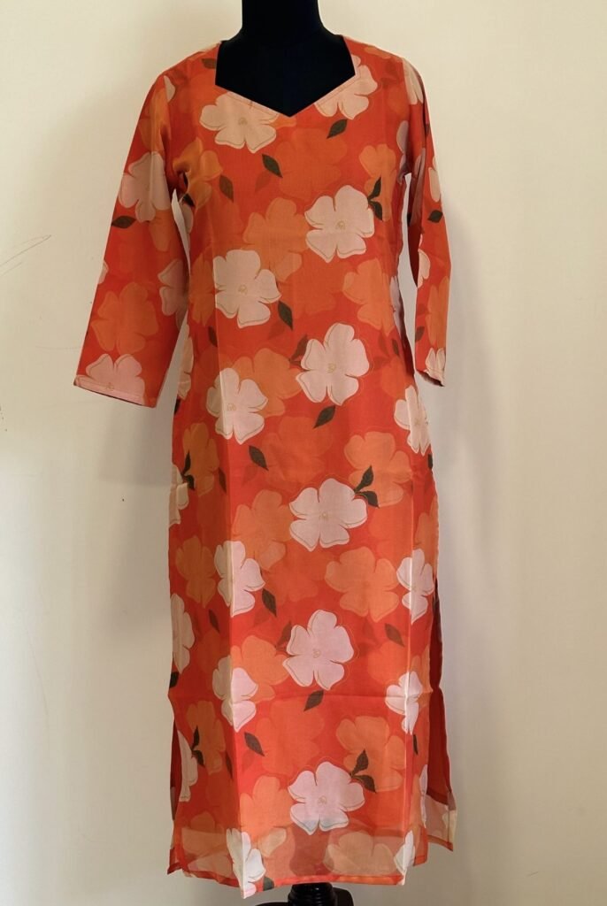 Orange soft organza kurta