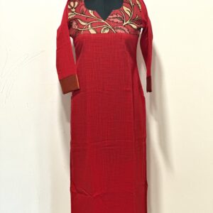 Red hand painted kurta