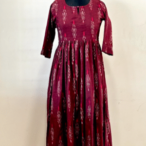 Maroon Ikkat Cotton maxi