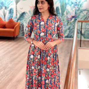 Navy blue collar Cotton maxi