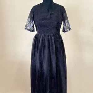 Polka dot floral border Georgette maxi