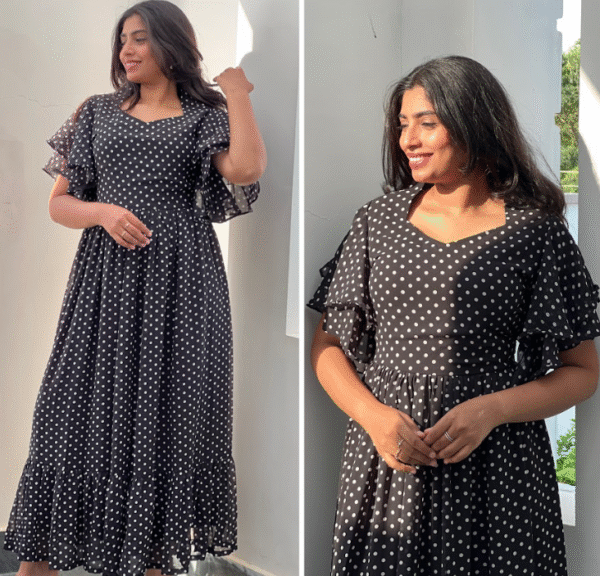 Black polka dot Georgette maxi
