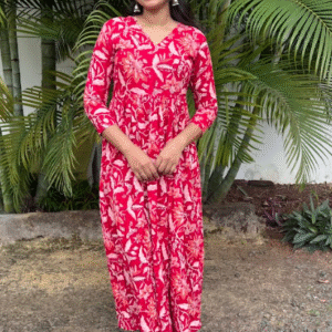 Red blossom Cotton maxi