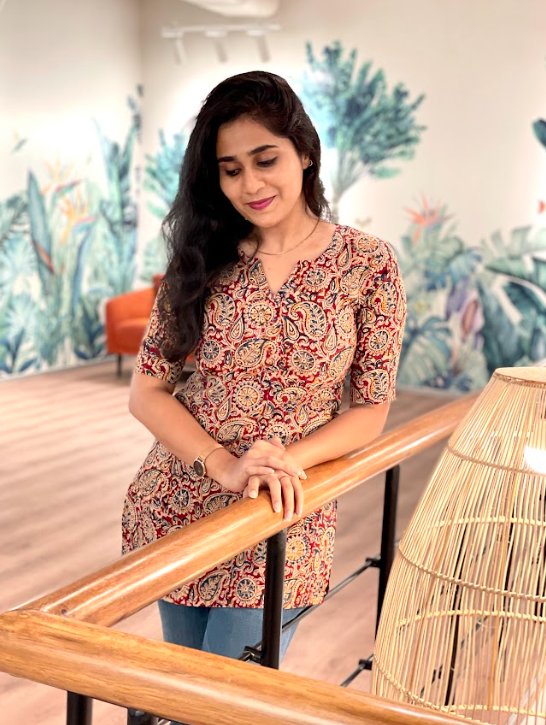 Crimson kalamkari short top