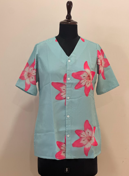 Pastel blue georgette shirt top