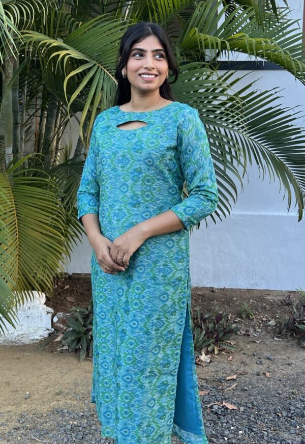 Teal soft organza kurta