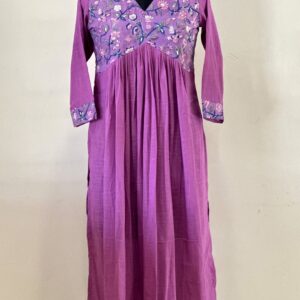 Violet floral inverted yoke kurta