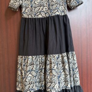 Black kalamkari 3 tier maxi