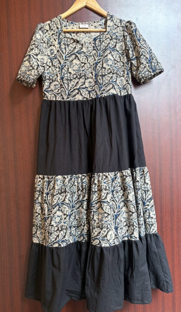 Black kalamkari 3 tier maxi