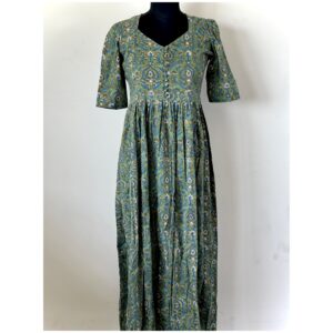 Green leaf cotton maxi