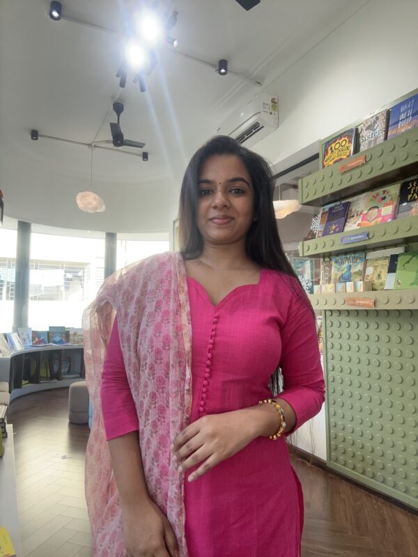Bright pink kurta with light pink kotta dupatta