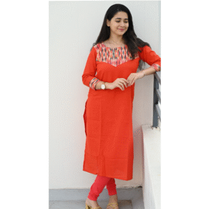 Orange geometric kurta