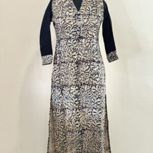 Black green floral kalamkari kurta
