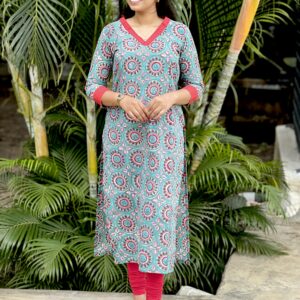 Blue rangoli kurta