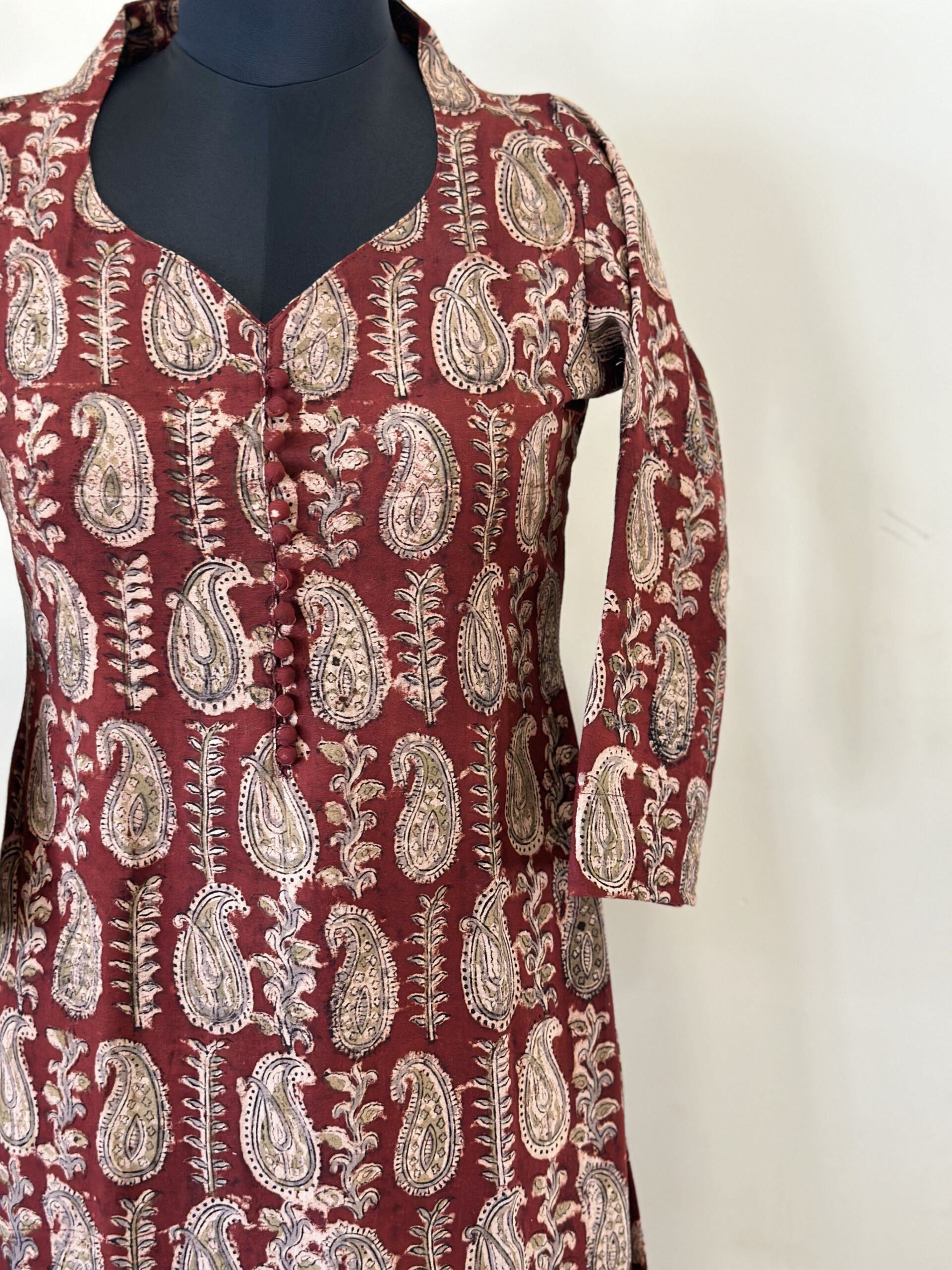 Maroon mango kalamkari Kurta - Image 2