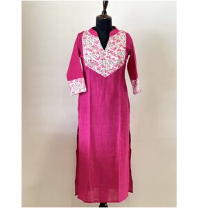 Pink floral patchwork kurta