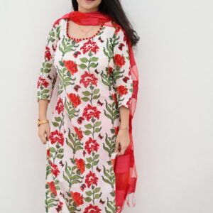 White red blossom kurta