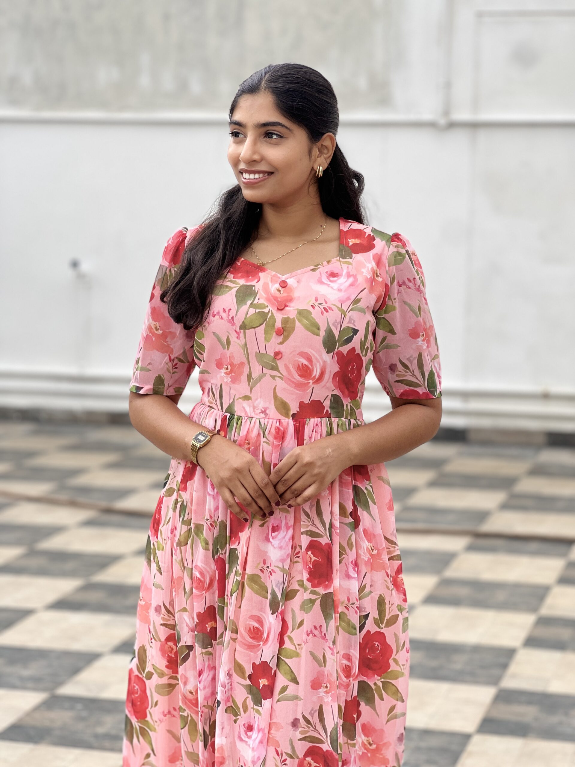 Peach floral Georgette maxi - Image 2