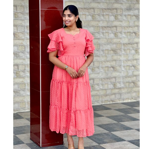 Peach orange georgette maxi