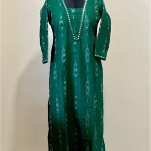 Emerald green ikkat kurta