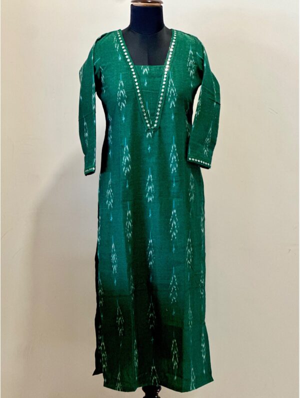 Emerald green ikkat kurta