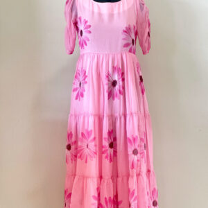 Pastel pink floral georgette maxi