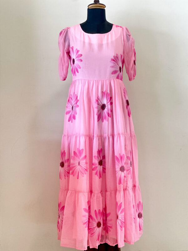 Pastel pink floral georgette maxi
