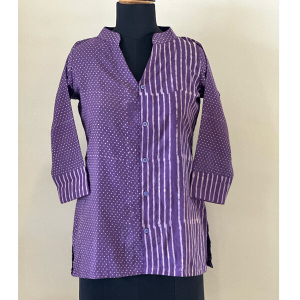 Purple half and half shirt top