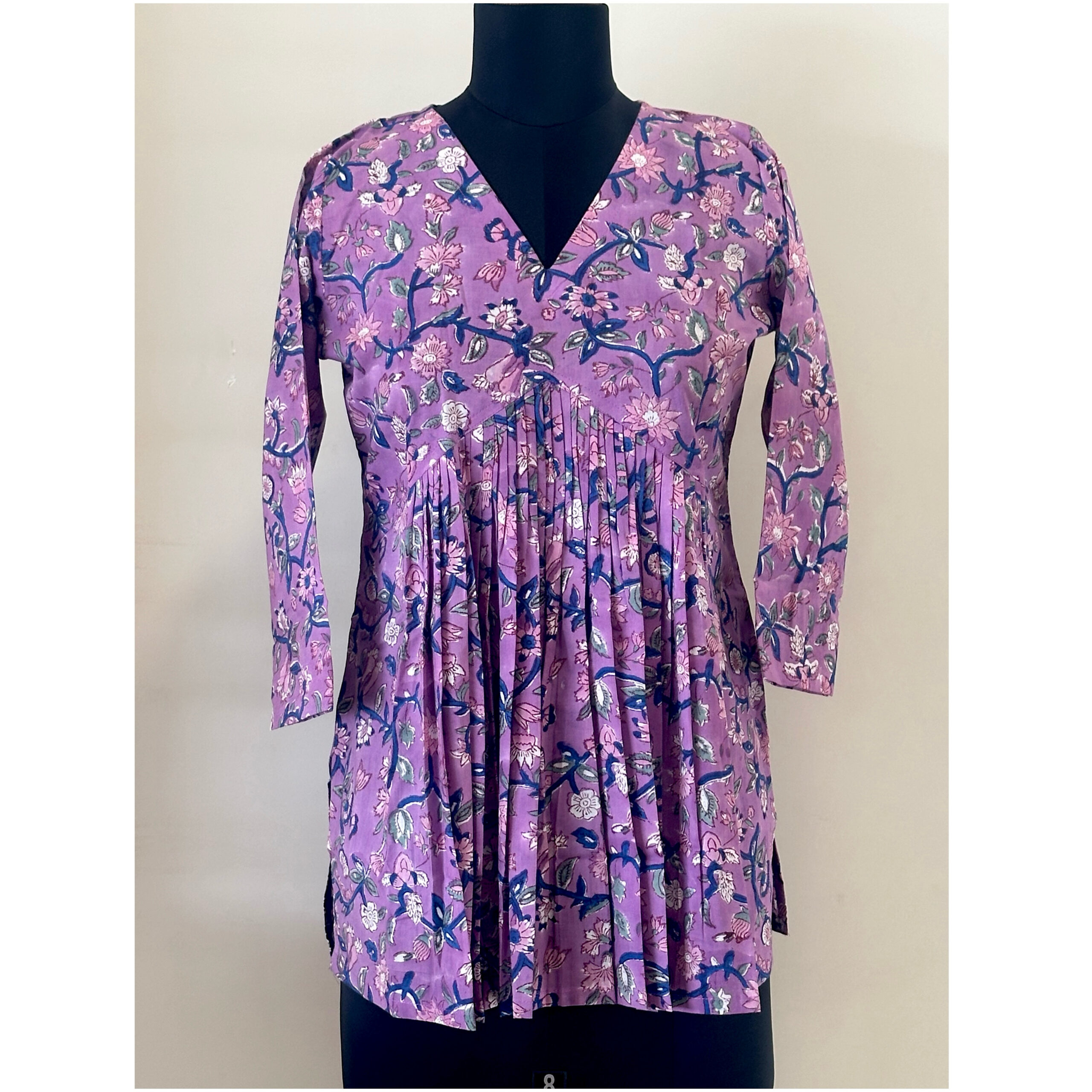 Purple floral inverted yoke short top - Image 2