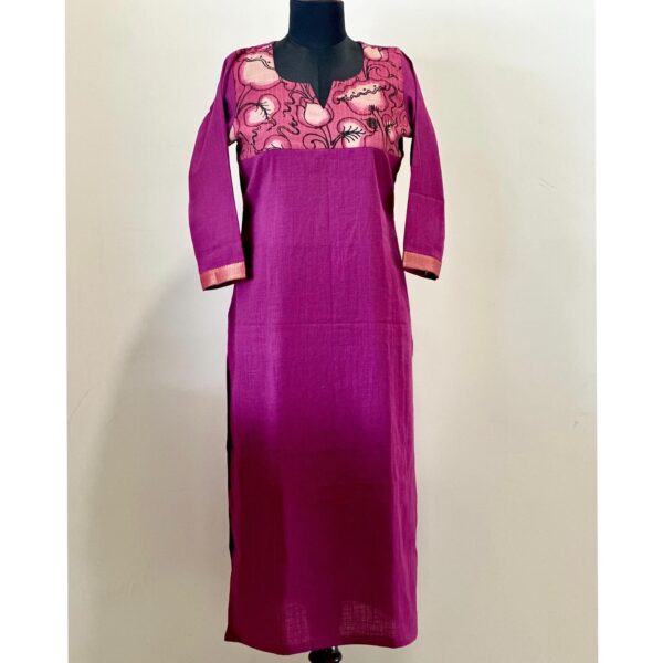 Purple pink hand painted kurta