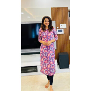 Violet peach floral kurta