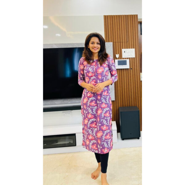 Violet peach floral kurta