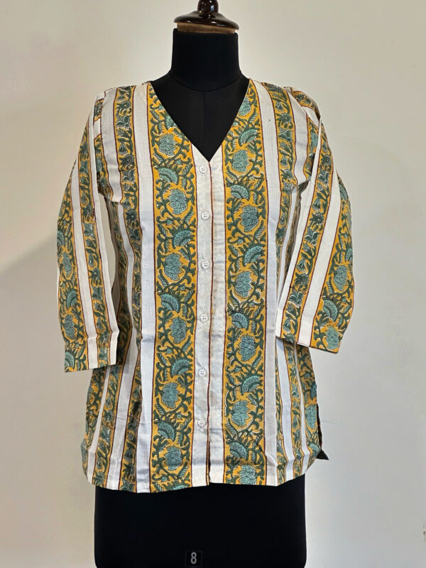 Yellow stripe shirt top