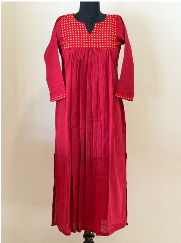 Polka dot maroon kurta