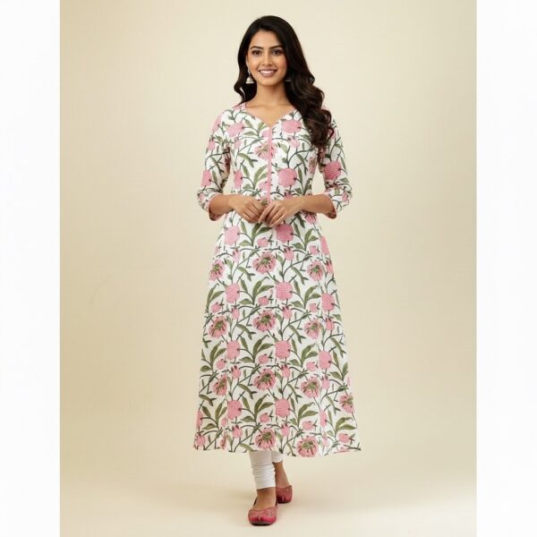 White peach aline kurta