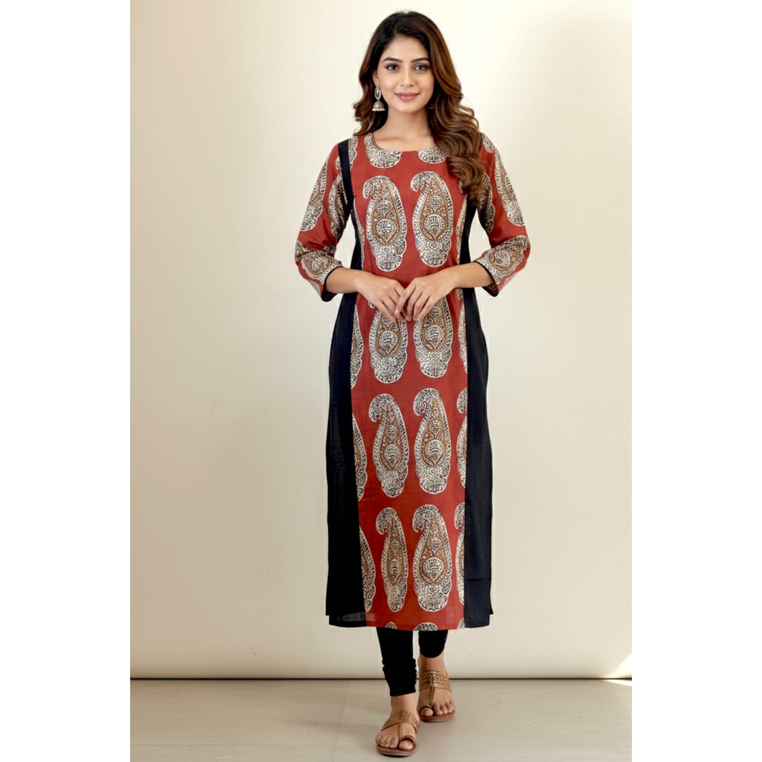 Maroon mango patchwork kurta