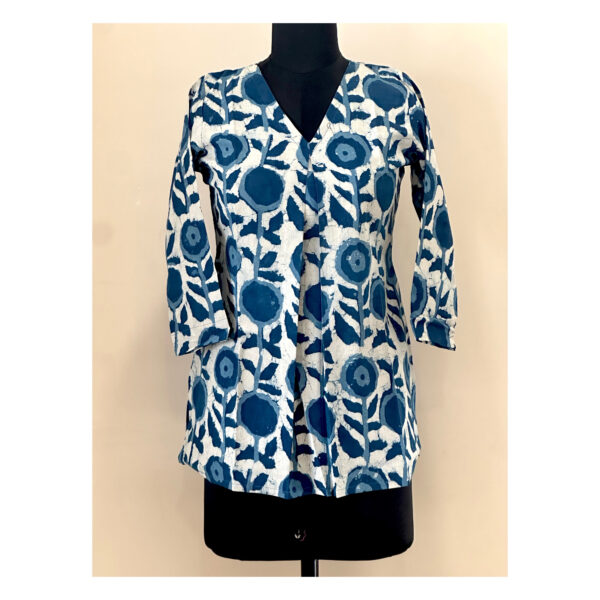 Indigo floral short kurta