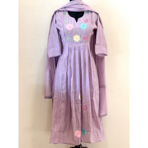 Lavender aline chanderi set