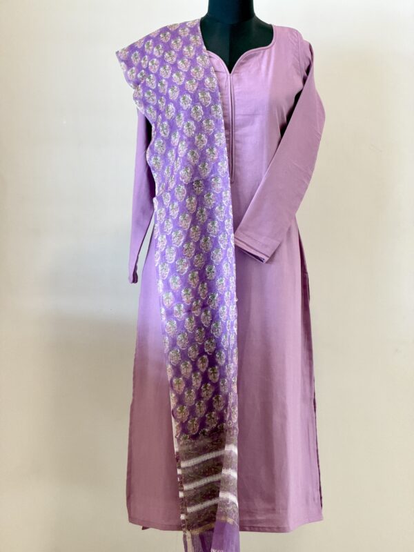 Lavender kurta with kotta dupatta