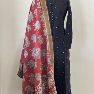 Black gold butta cotton kurta with dupatta